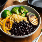 Healthy Quinoa and Black Bean Bowl with Grilled Vegetables