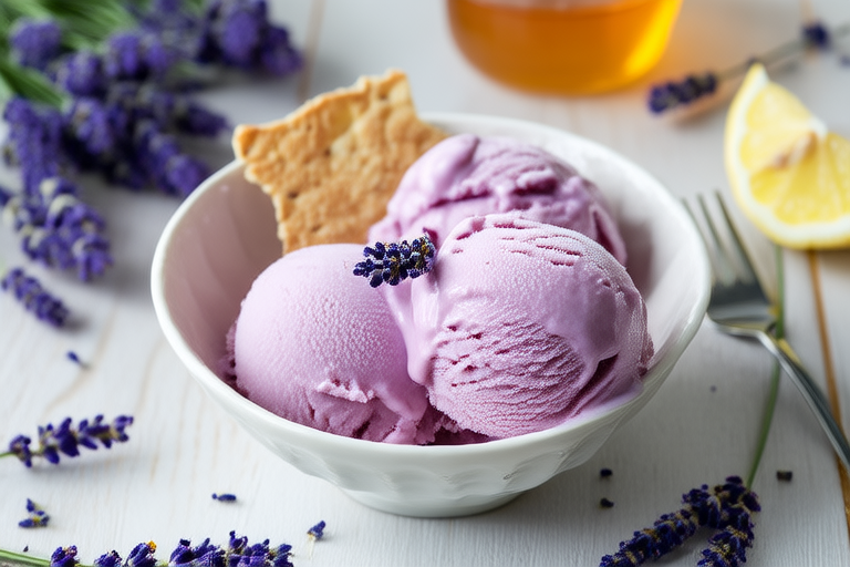 Homemade Lavender Honey Ice Cream