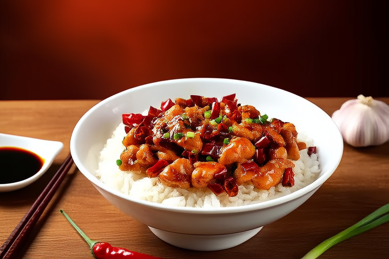 Spicy Szechuan Chicken with Rice 18749862