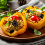 Veggie-Laden Mediterranean Quinoa Stuffed Bell Peppers